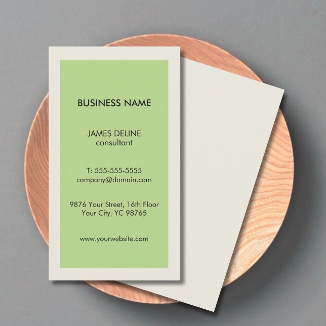 Minimalist Clean Green Grey Consultant Business Card (Creator Uploaded)