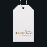 Minimalist Clean Simple Gold Merry Christmas Gift Tags<br><div class="desc">Simple,  stylish Christmas gift tags with a gold starburst and modern minimalist typography that can easily be personalised with your own greeting,  family name or year for a festive holiday season.</div>