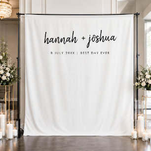Minimalist Clean Simple Wedding Day Photo Backdrop Tapestry