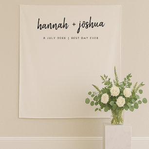 Minimalist Clean Simple Wedding Day Photo Backdrop Tapestry