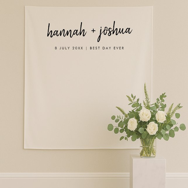 Minimalist Clean Simple Wedding Day Photo Backdrop Tapestry (Creator Uploaded)