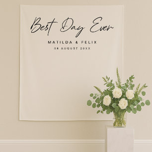 Minimalist Clean Simple Wedding Day Photo Backdrop Tapestry