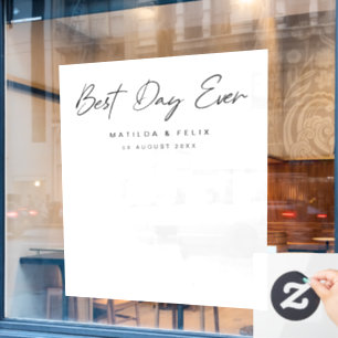 Minimalist Clean Simple Wedding Day Photo Backdrop Window Cling