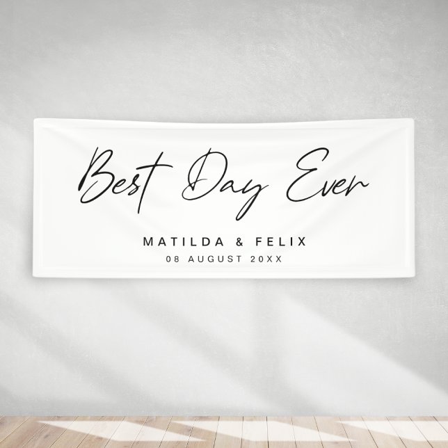 Minimalist Clean Simple White Wedding Day Banner (Creator Uploaded)