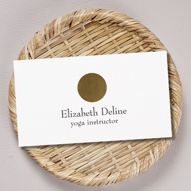 Minimalist Clean White Faux Copper Circle Yoga Business Card (Creator Uploaded)