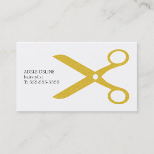 Minimalist Clean White Gold Scissor Hairstylist Business Card