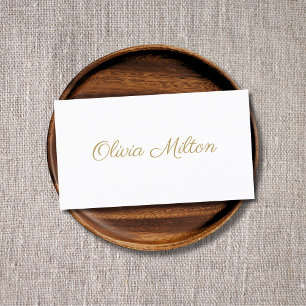 Minimalist Clean White Golden Networking Business Card