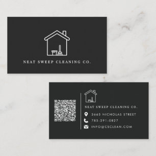 Minimalist Cleaning Service QR CODE Branding Business Card