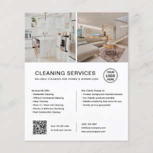 Minimalist Cleaning Services QR Business Flyer