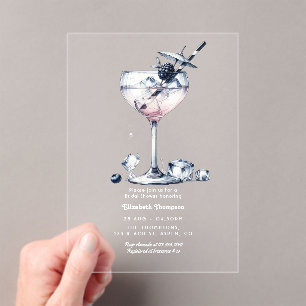 Minimalist Clear Gin Cocktail Bridal Shower Acrylic Invitations