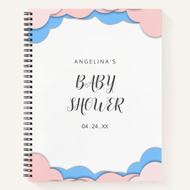 Minimalist Cloud Baby Shower Gift List Notebook (Front)