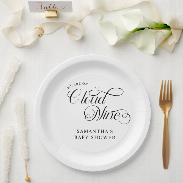 Minimalist Cloud Nine Baby Shower Paper Plate (Wedding)