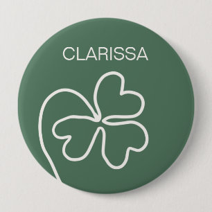 Minimalist Clover Leaf Line Drawing Green Custom  10 Cm Round Badge