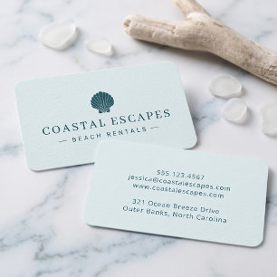Minimalist Coastal Beach Rental Business Card