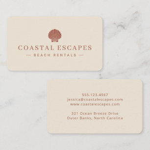 Minimalist Coastal Beach Rental Business Card