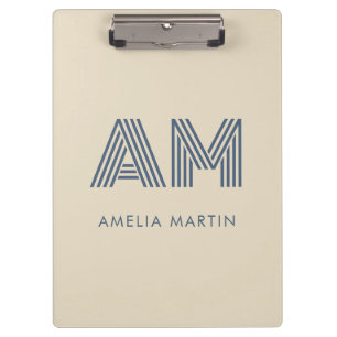 Minimalist Coastal Blue Custom Monogram Sand Clipboard