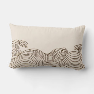 Minimalist Coastal Waves Decor Throw Pillow