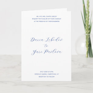 Minimalist Cobalt Blue Modern Wedding Invitation