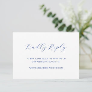 Minimalist Cobalt Blue Modern Wedding RSVP Card