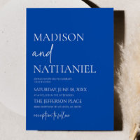 Minimalist Cobalt Blue Simple Elegant Wedding