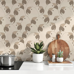 Minimalist Cockatoos in Neutrals Wallpaper