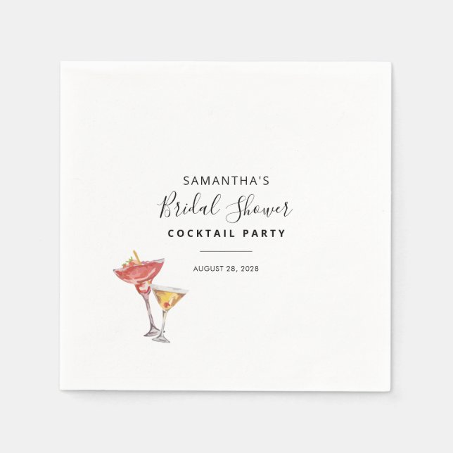 Minimalist Cocktail Party Bridal Shower Paper Napkin (Front)