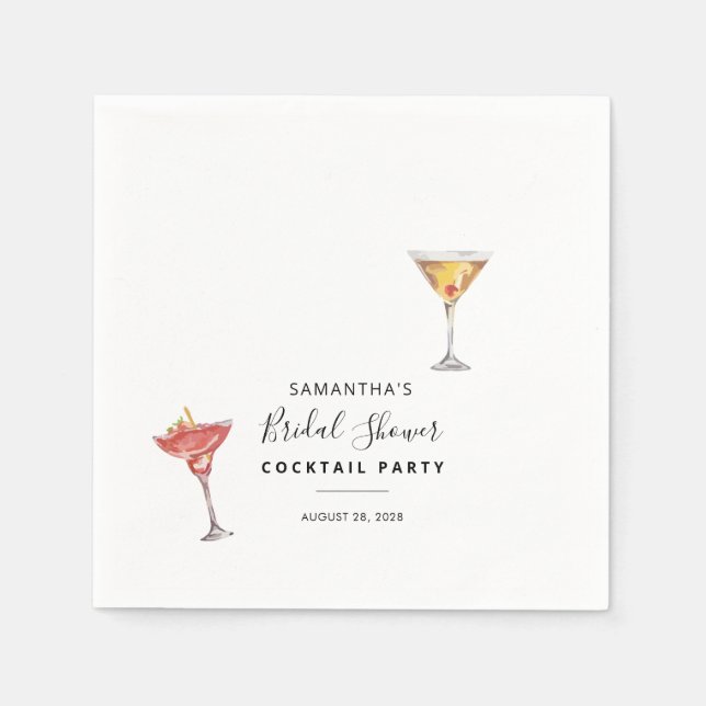 Minimalist Cocktail Party Bridal Shower Paper Napkin (Front)