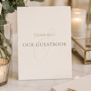 Minimalist Cocoa Brown Guestbook Wedding Tabletop Plaque