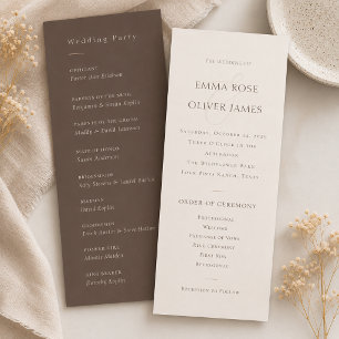 Minimalist Cocoa Brown Service Order Wedding Prog Programme