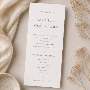 Minimalist Cocoa Brown Service Order Wedding Programme