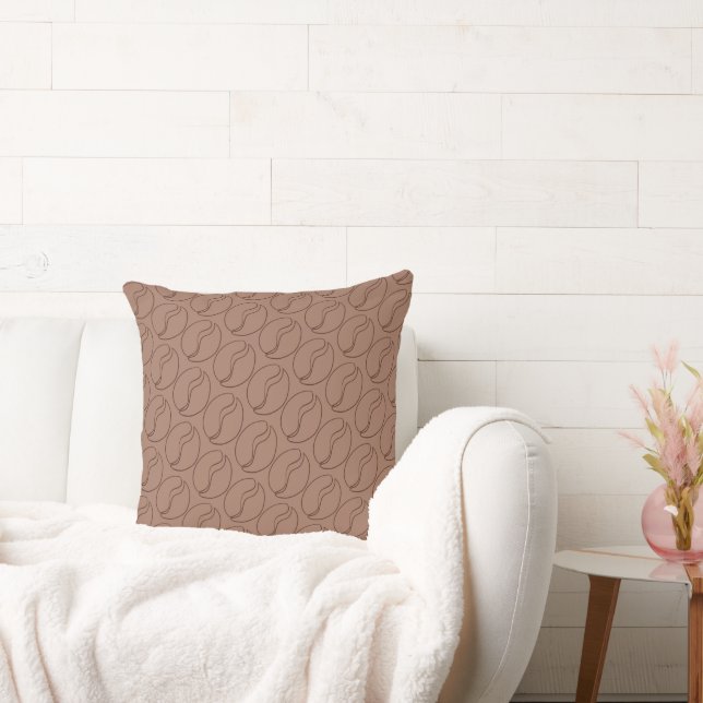 Minimalist Coffee Bean Outline on Mocha Mousse  Cushion (Couch)