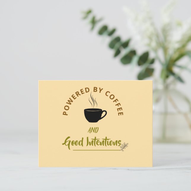 Minimalist Coffee Quote Postcard | Funny Good Inte (Standing Front)