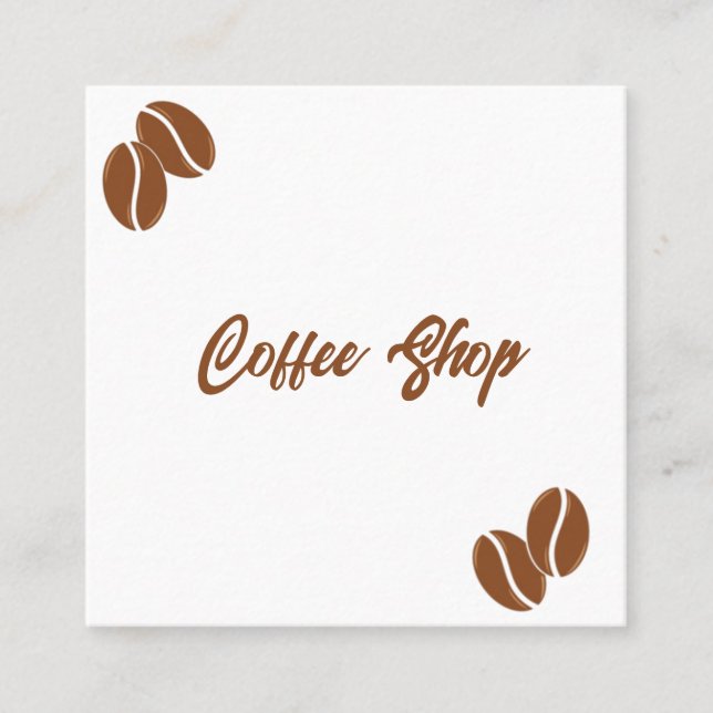 Minimalist Coffee Shop Business Card – Brown & Whi (Front)