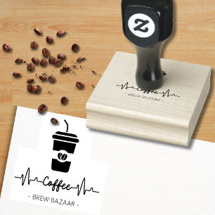 Minimalist coffee shop logo rubber stamp