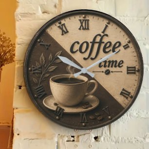 Minimalist Coffee Time Large Clock