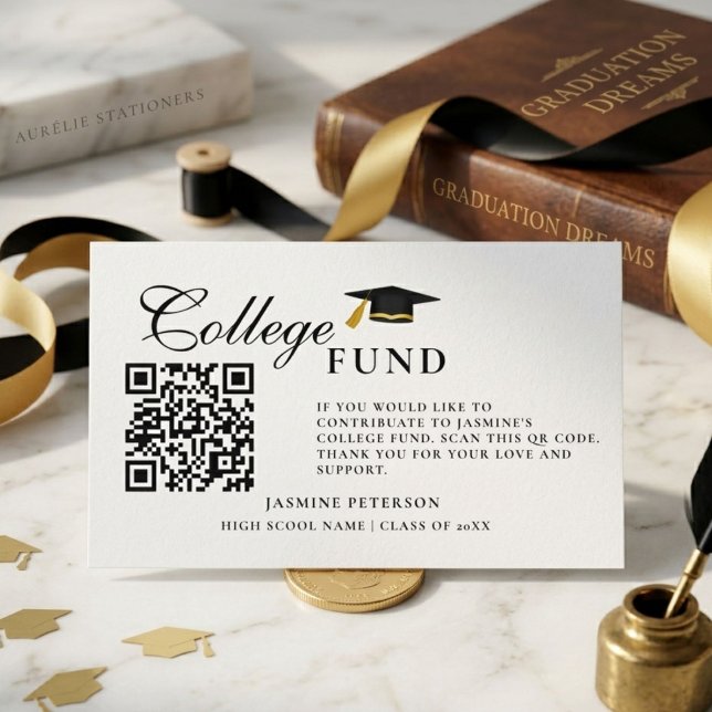 Minimalist College Fund QR Code Sign Graduation Enclosure Card (Creator Uploaded)