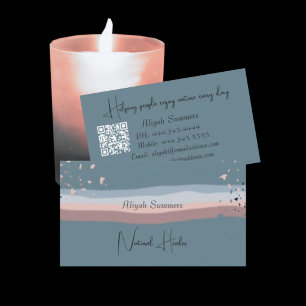 Minimalist Colorful Boho QR Code Meditative Business Card