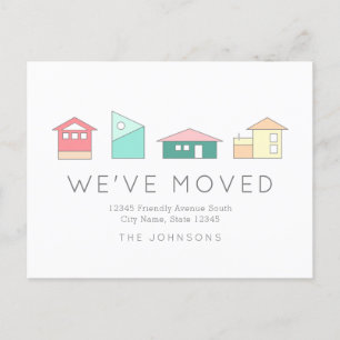 Minimalist Colorful Houses Moving Announcement