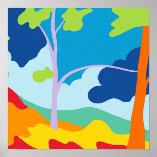 Minimalist Colour Block Abstract Landscape Square Poster