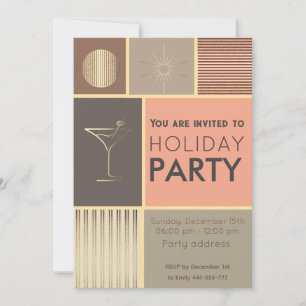 Minimalist colour block cocktail party corporate  invitation