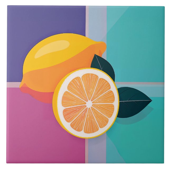 Minimalist Colour Block Lemons Tile (Front)