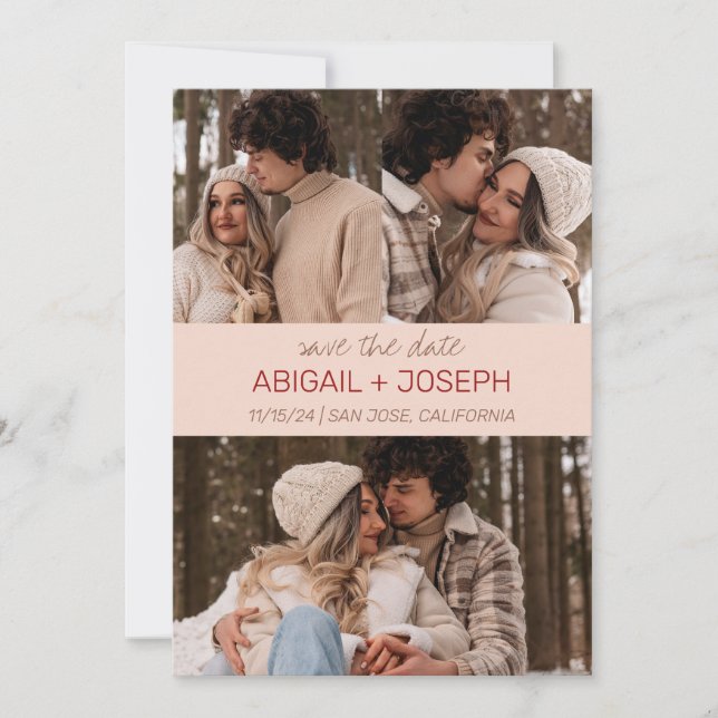 Minimalist Colour Strip Save The Date Card (Front)