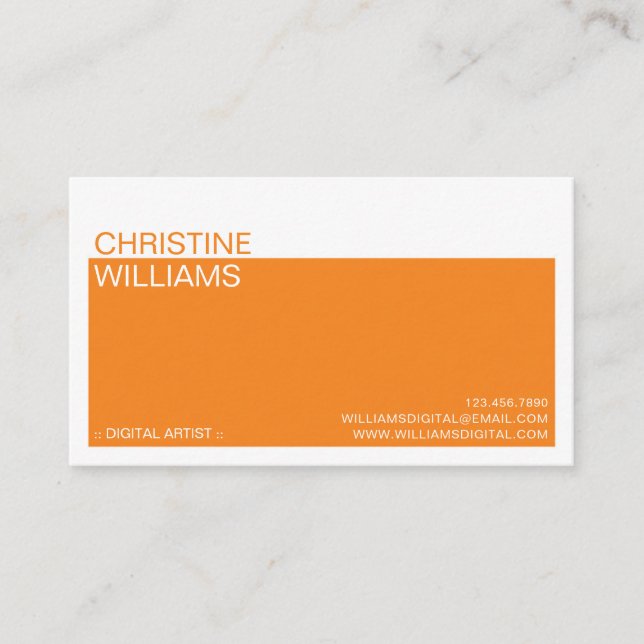 Minimalist Coloured Block Orange Business Card (Front)