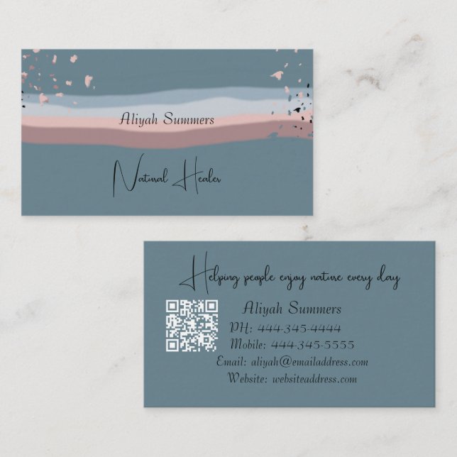 Minimalist Colourful Boho QR Code Meditative  Business Card (Front/Back)