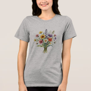 Minimalist Colourful Botanical Wildflower High-Re Tri-Blend Shirt