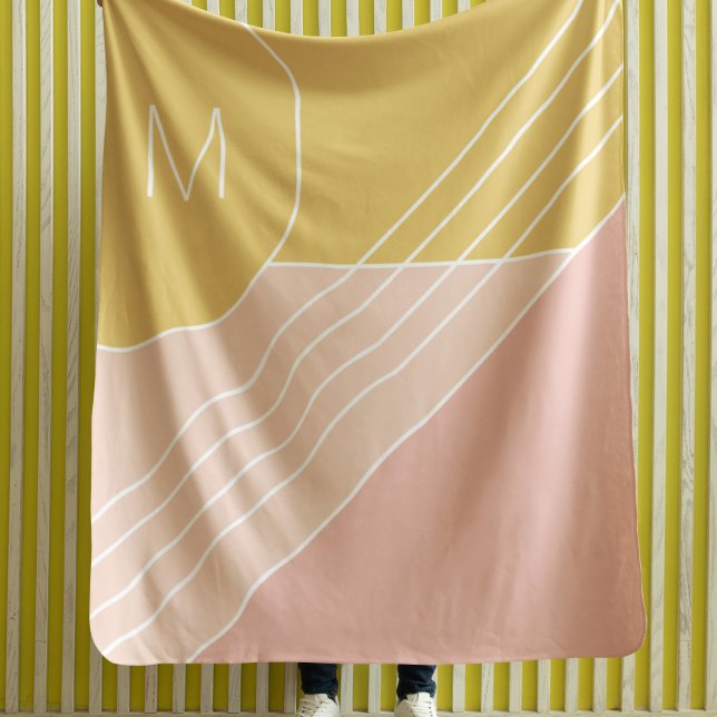 Minimalist colourful colour blocks custom monogram fleece blanket (Creator Uploaded)