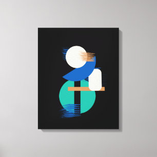Minimalist Colourful Geometric Art on Black Canvas Print