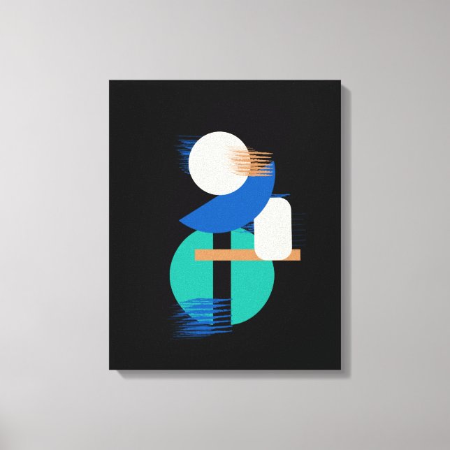 Minimalist Colourful Geometric Art on Black Canvas Print (Front)