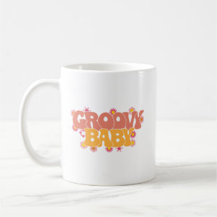 Minimalist Colourful Groovy Baby Retro Style Orang Coffee Mug