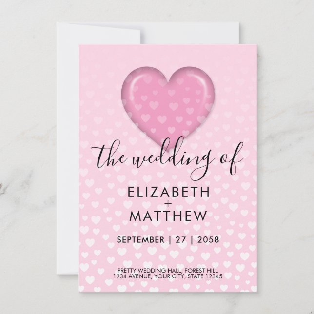 Minimalist Colourful Heart Speckles Design Invitation (Front)
